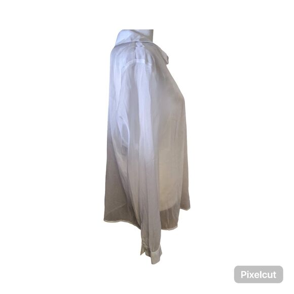 NWT Size XL Allegra K Sheer Button Up See Through Long Sleeve Top - Picture 4 of 11